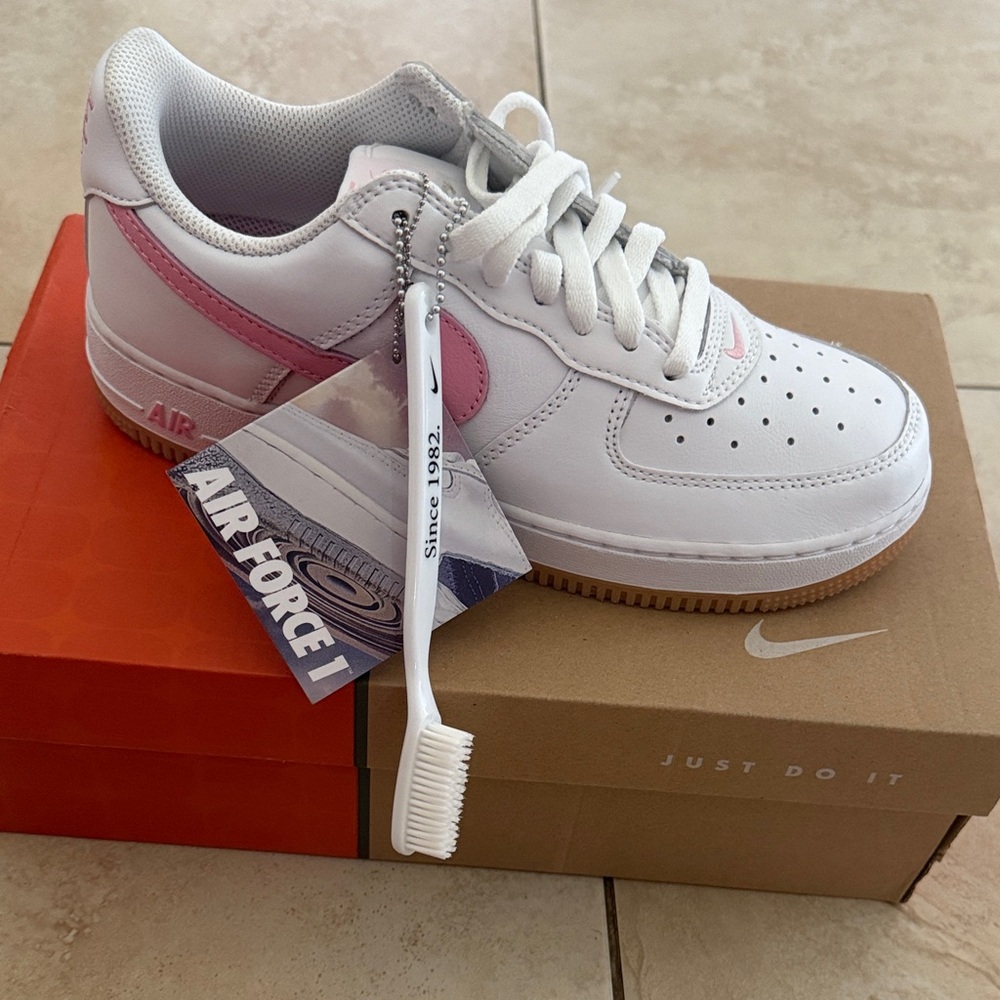 anniversary edition, Nike Air Force 1 White and Pink Shoes